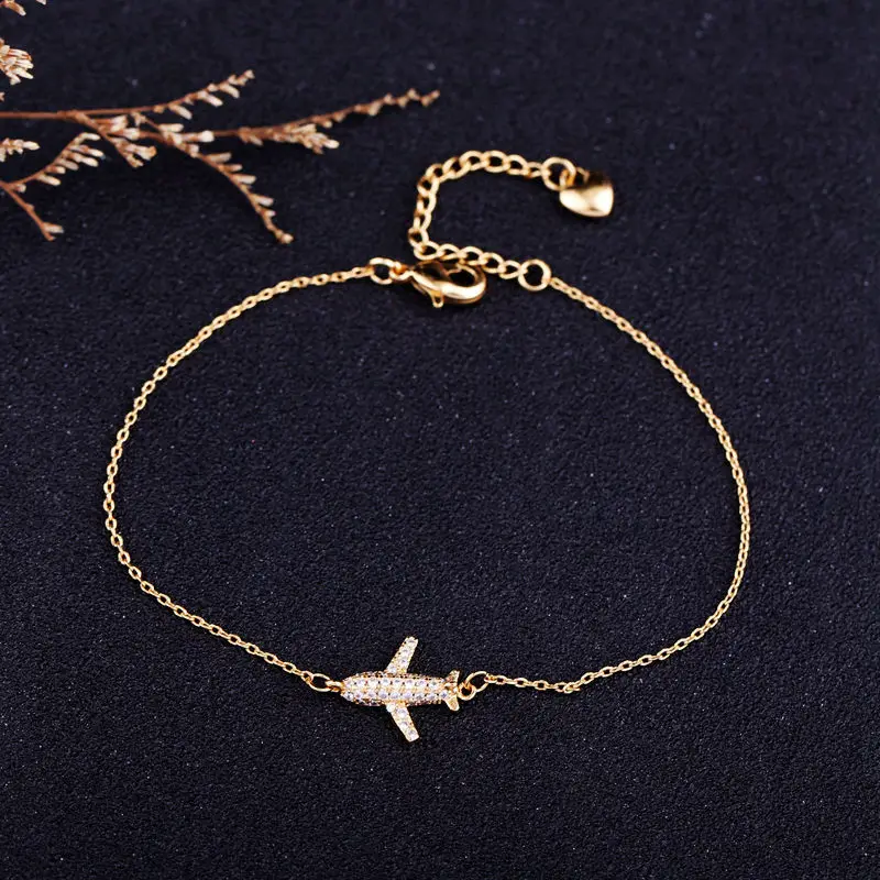 

1 pc Exquisite Crystal Air Plane Bracelet Women Link Chain Bracelet Trendy Fashion Jewelry for Women's Aircraft Style Jewelry