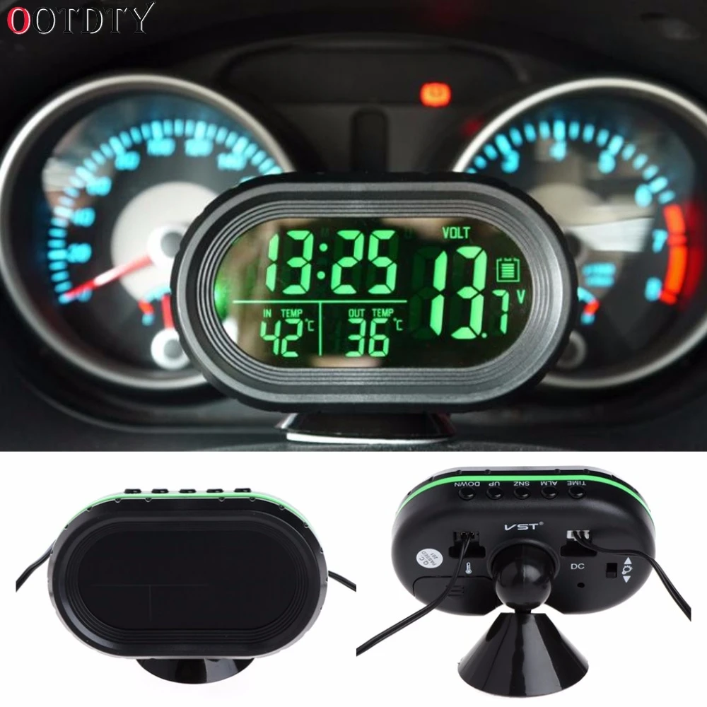 

Digital Car LCD Clock Voltmeter Thermometer Battery Voltage Temprerature Monitor DC 12V-24V Freeze Alert