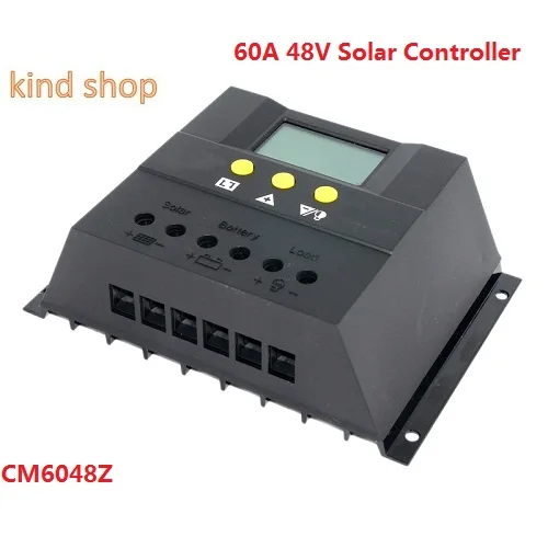 

60A Solar Charge Controller 48V LCD Display PV Panel Battery Charge Controller Solar System Home Indoor Use CM6048
