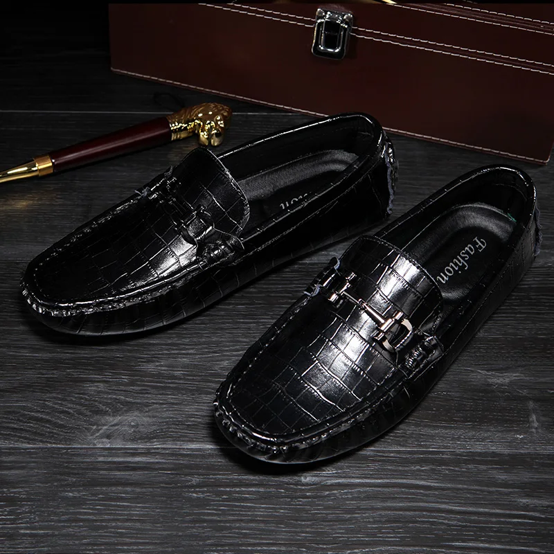 

lofers luxury Loafers Men Leather Slip On Man Flats Casual Shoes Mens Car Driving Shoes Italian Mocasines Para Hombre Black