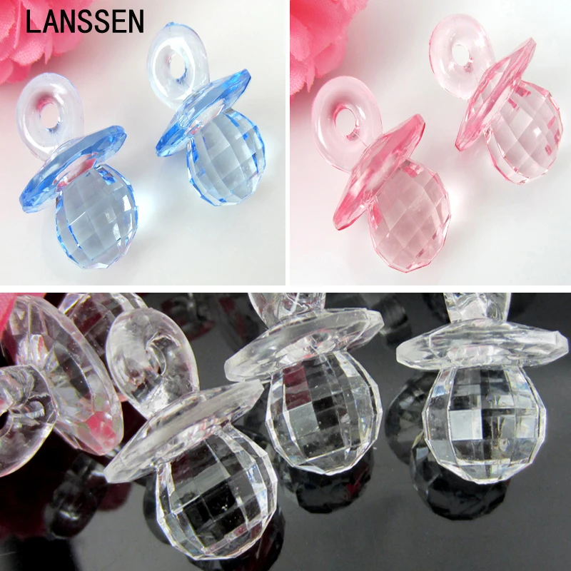 

24pcs Diamond Cut Clear Pacifiers Baby Shower Boy Girl's For Party Decorations 19 x 27mm Choose colors