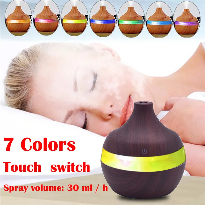 Incense Burners 300ml Ultrasonic Humidifier Purifier LED Essential Oil