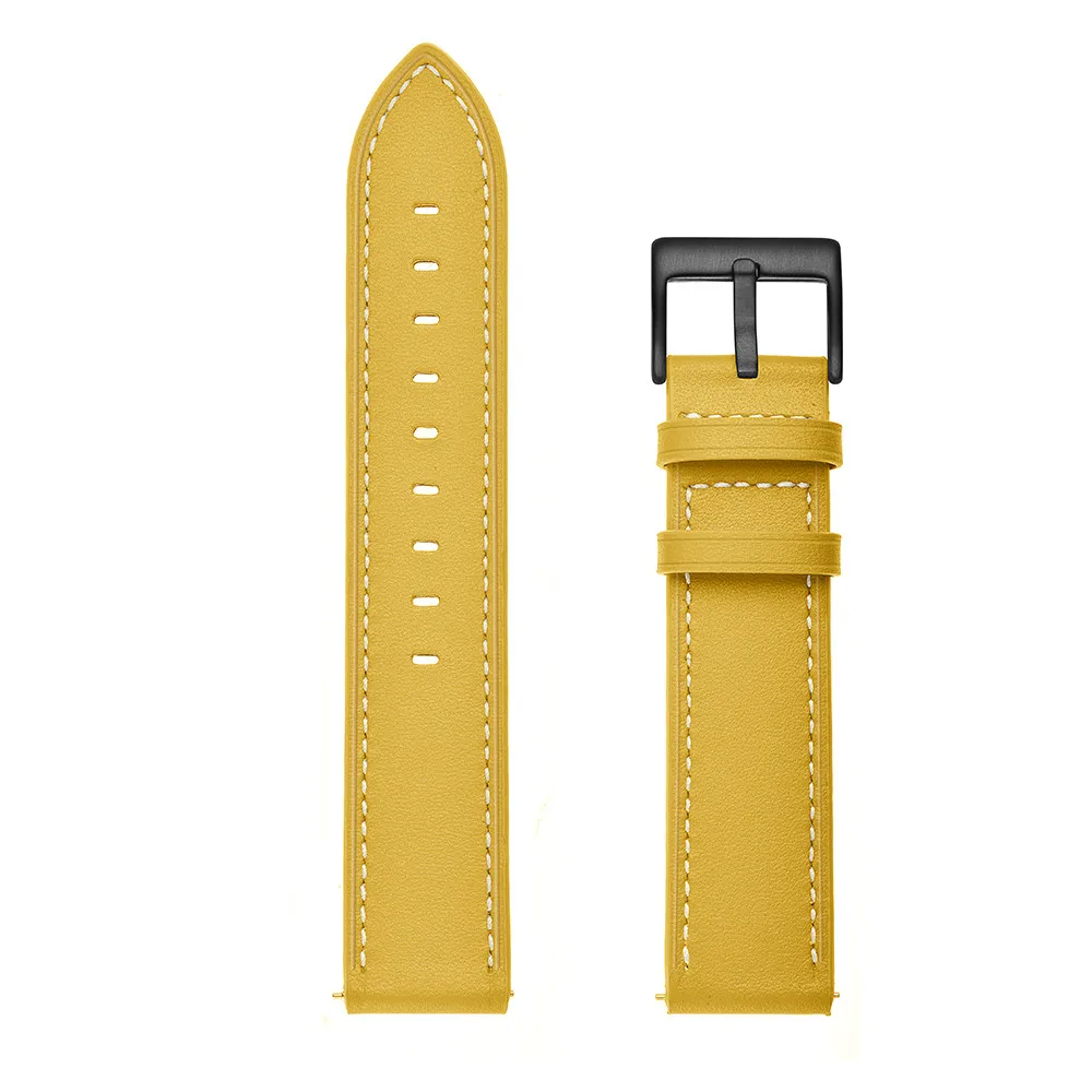 Кожаный браслет на запястье для Garmin vivomove HR, Смарт-часы с пряжкой, ремень, сменный мужской Т-образный ремешок, спортивный женский и мужской роскошный ремешок 19Jun21 - Цвет: Yellow