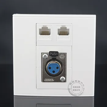 

Wall Face Plate Microphone XLR & Two Ports RJ45 Cat5e Network LAN Panel Faceplate