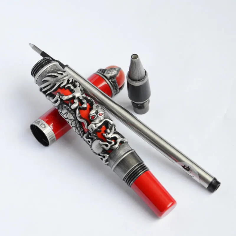 Роликовая Шариковая ручка JINHAO DRAGON KING PLAY жемчужная черная и античная серебряная кисть отделка тиснение 3 вида цветов на выбор