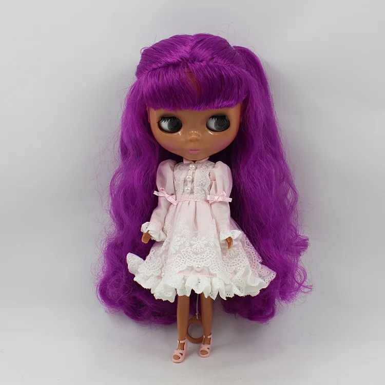 Blyth doll nude bjd 1/6 body doll Black muscle doll purple long hair with bangs modified DIY bjd dolls for sale nude doll blyth multi color long hair bjd 30cm blyth dolls for sale
