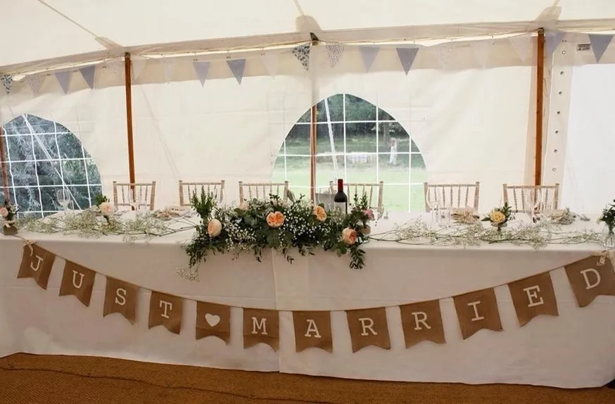 

370CM rustic hessian burlap wedding bunting Just Married banner/Wedding garland Wedding Photo Prop Bunting