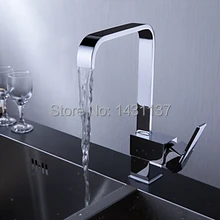 Бренд высокого качества Chrome латунь материал площадь одной рычаг горячей и холодной кухонной мойки смеситель