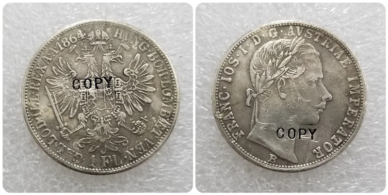 1857-1865 АВСТРИЯ Флорин копии монет - Цвет: 1864-B