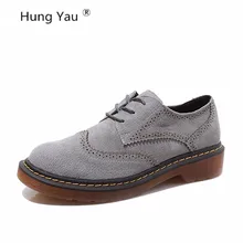 Hung Yau/броги; Туфли-оксфорды; женская обувь на плоской подошве; женская обувь из натуральной кожи; sapatos femininos sapatilhas zapatos mujer; большой размер 43