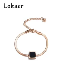Lokaer, Классический квадратный черный корпус, цепочка и звенья, браслеты, ювелирные изделия, титановая сталь, браслеты с подвесками для женщин, B18001