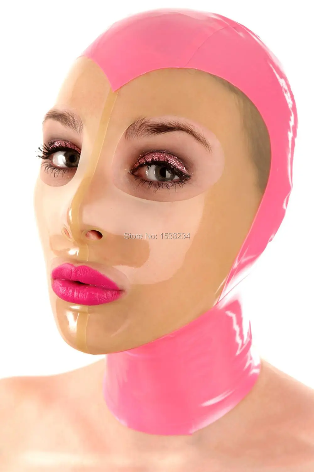 

Latex mask cosplay mask pink & transparent Halloween cos Mask