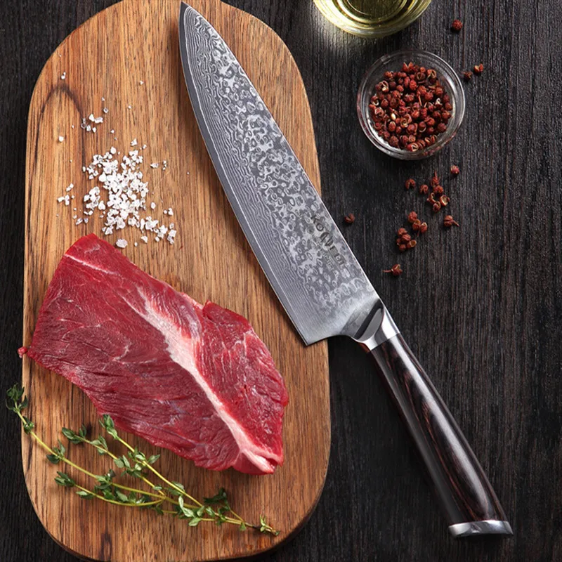 8&quot inch Bread Knife 67 layers Damascus Stainless Steel Kitchen High Quality VG10 Cake With Pakka Wood Handle | Дом и сад