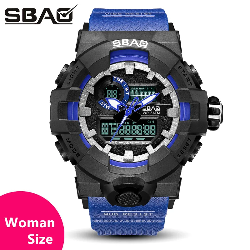 Роскошные брендовые Мужские Аналоговые Цифровые спортивные часы для плавания, мужские армейские военные часы, мужские кварцевые наручные часы, мужские часы - Цвет: woman blue