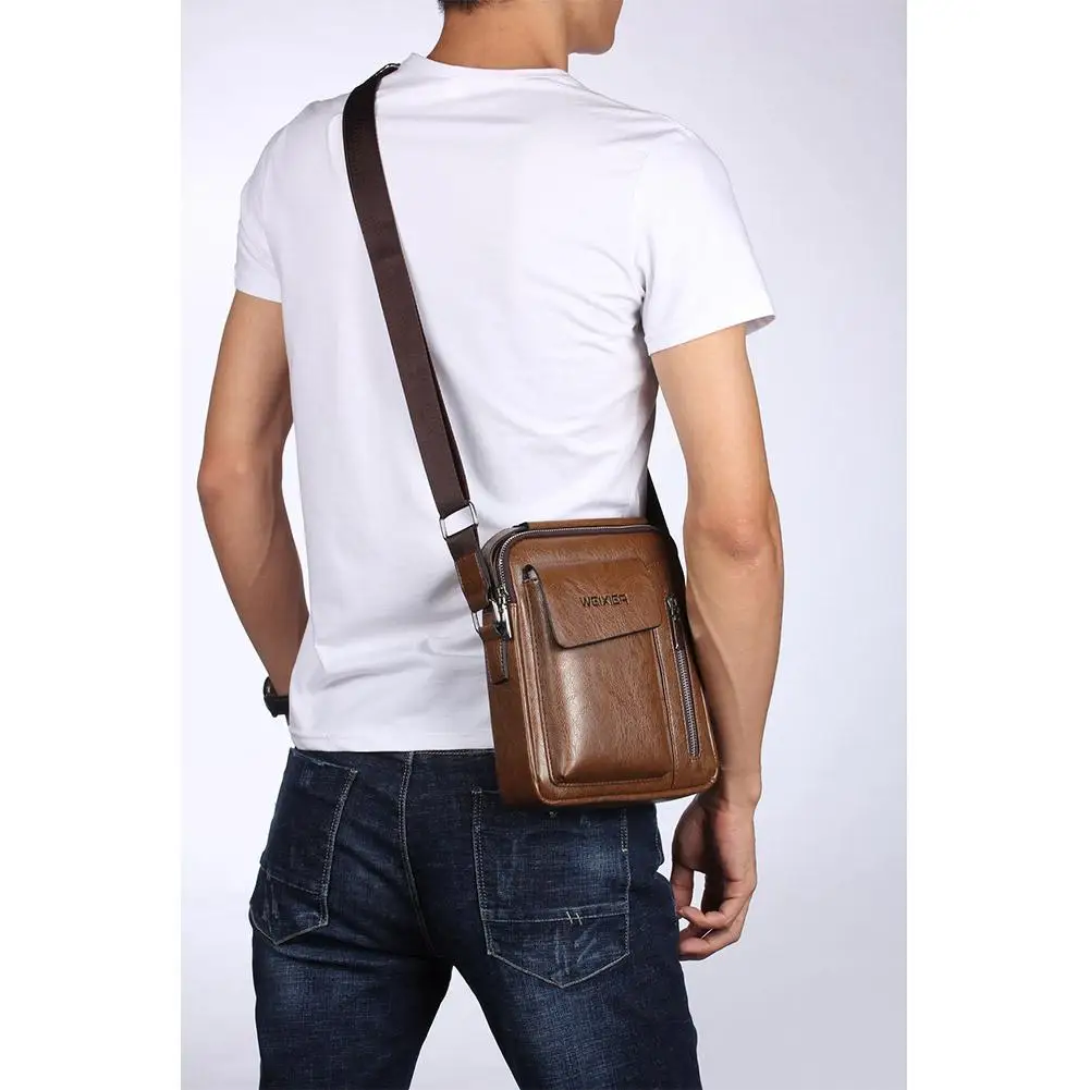 PinShang мужская повседневная однотонная сумка из искусственной кожи в стиле ретро на одно плечо