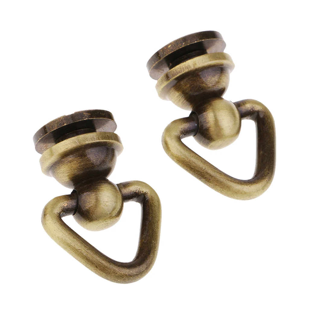 2 Pieces Triangle Rotating Ring Solid Brass Screw Rivet for DIY Leather Craft Bag Luggage