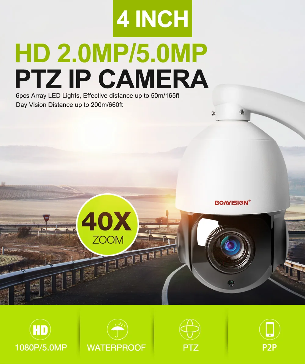 Perfect HD 1080P 5MP PTZ IP Camera ONVIF Super 40X Zoom Mini 4 Inch Speed Dome Camera Outdoor IP66 CCTV Security Surveillance Camera 0