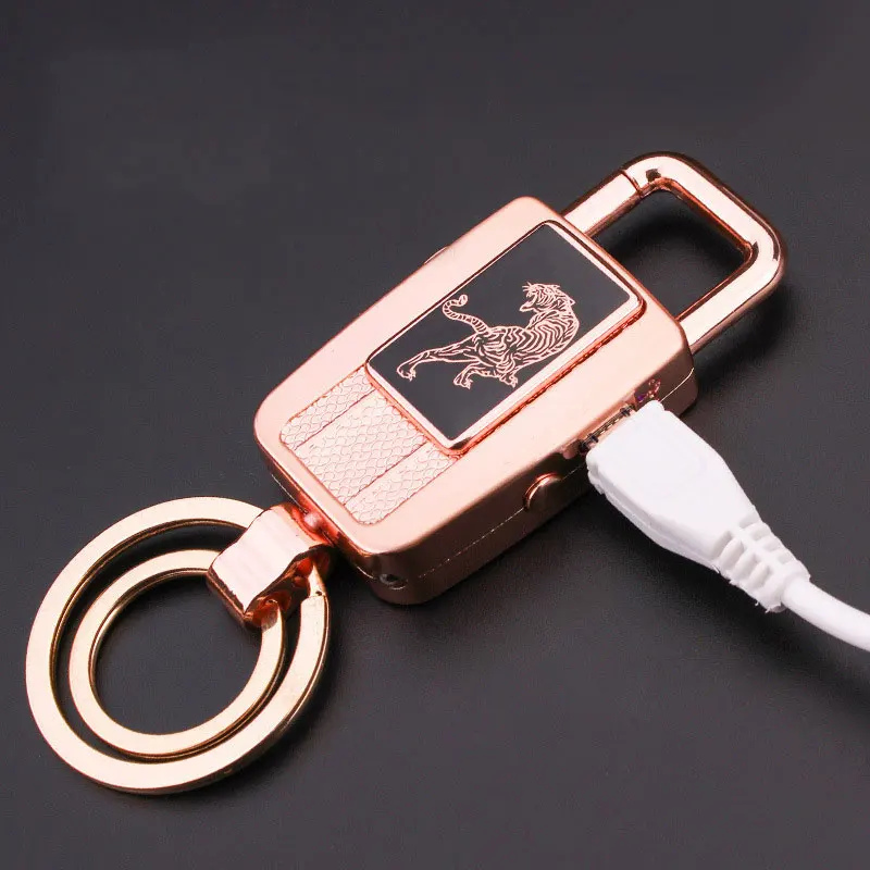 Electronic Rechargeable Key Ring Key Buckle Metal USB Windproof