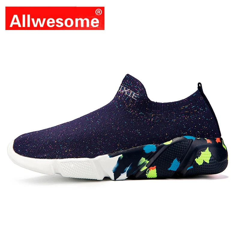 

Allwesome Hot Sale Bling Shoes Women Sock Sneakers Professional Jogging Footwear Slip on Unisex Sport Tenis Masculino Adulto