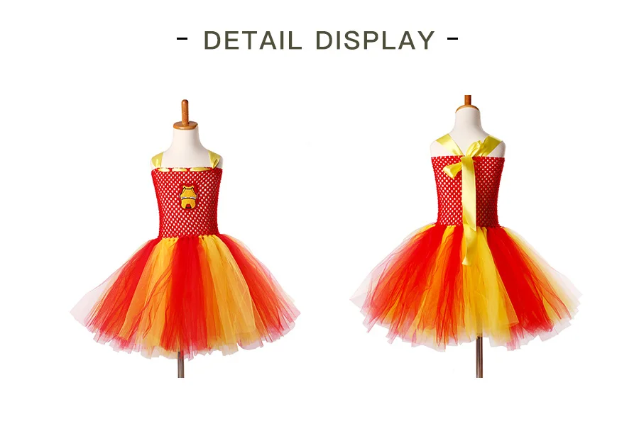 Red & Yellow Girls Baby Iron Man Tutu Dress Handmade Kids Superhero Tulle Dress Halloween Birthday Party Prom Costume (2)