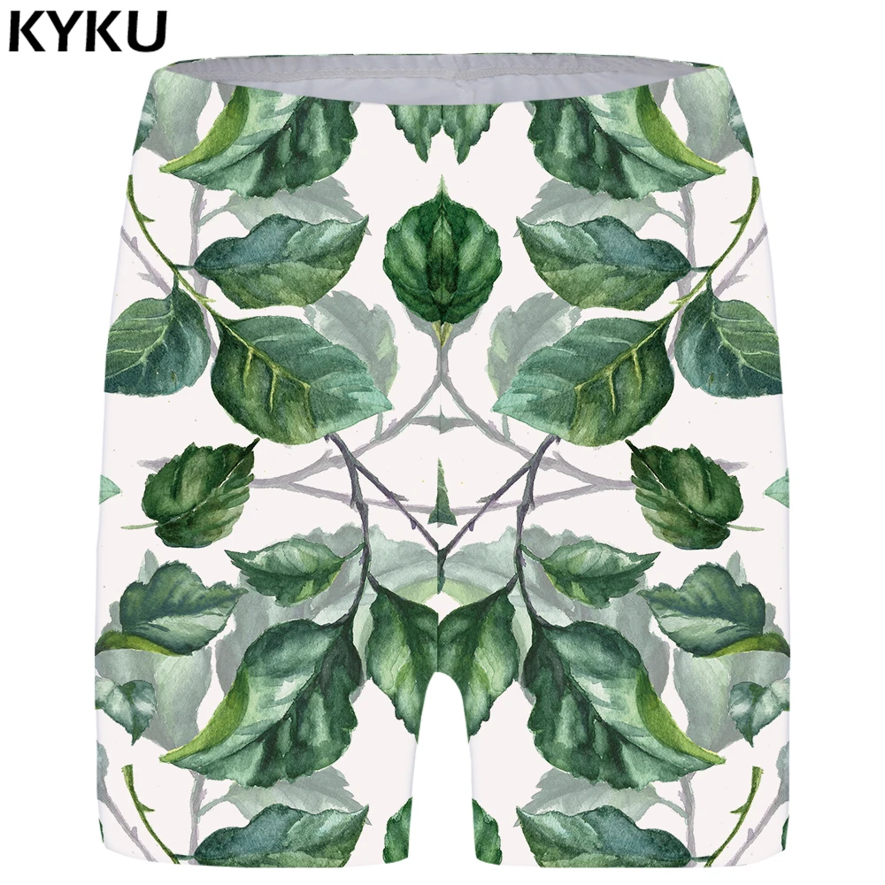 

KYKU Leaf Shorts Women Green Casual Short Pants Branch 3d Printed Shorts Gothic Sexy Anime Ladies Shorts Womens Summer Fashion