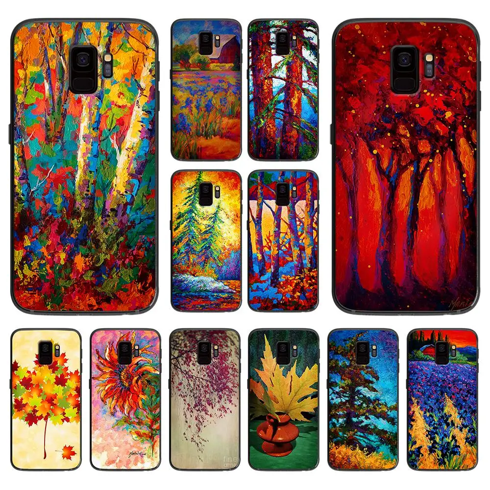 Color oil painting leaves in autumn For Samsung Galaxy A5 A6 A7 A8 A9 2018 2019 Plus M10 M20 M30 Soft phone case | Мобильные
