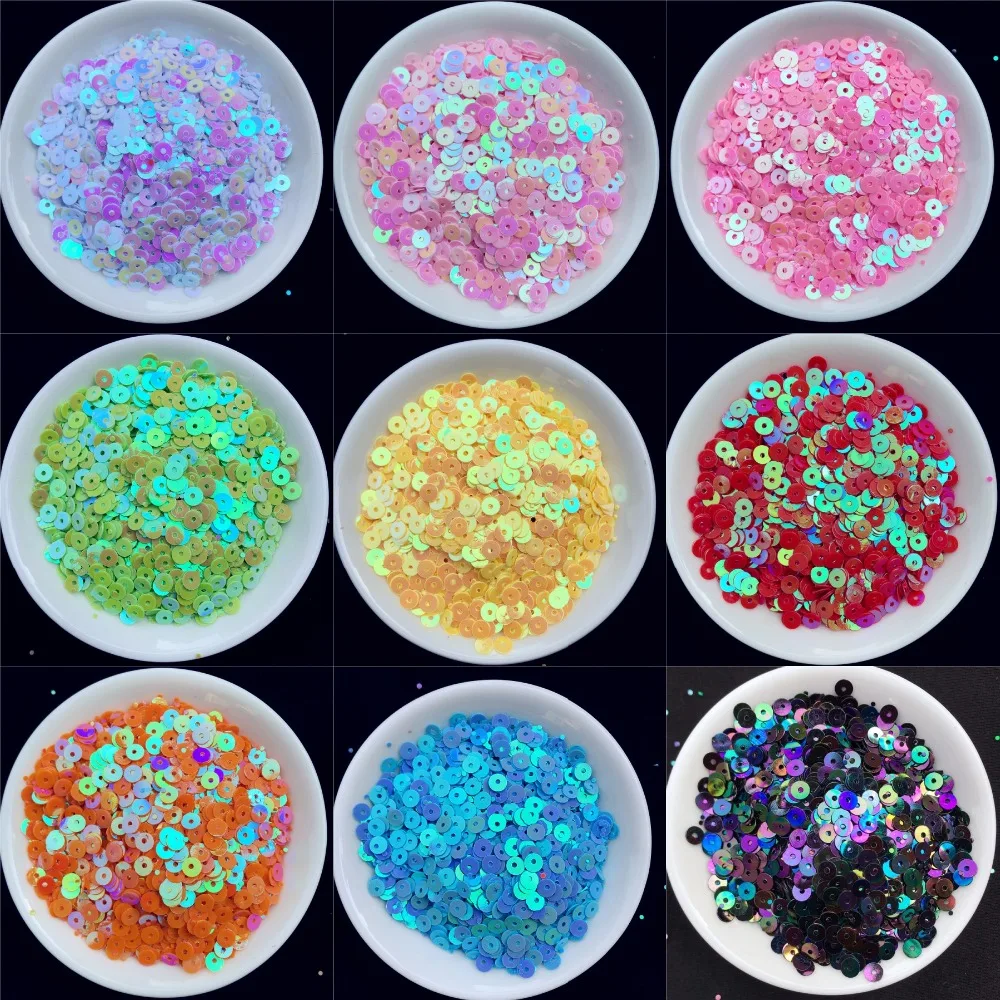 4000Pcs/Pack 20g 4mm Plated Colors Sequin Flat Round Loose Sequins