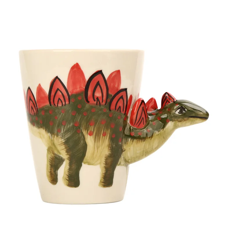 VILEAD 3D стерео динозавр кофейная кружка ручная роспись Керамическая животная чашка для воды Изолированная фарфоровая кружка для молока мультяшная рукоятка чайная чашка - Цвет: stegosaurus
