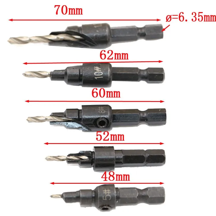 5 шт. Hss Зенковка сверло конус набор быстрорежущей замены шестигранный хвостовик деревообрабатывающий винт расширитель