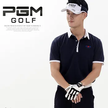 

New Arrival Pgm Men Golf T-Shirts Outdoor Short Sleeve Golf Shirt Male Quick Dry Collar Cotton Tennis Shirts AA11816
