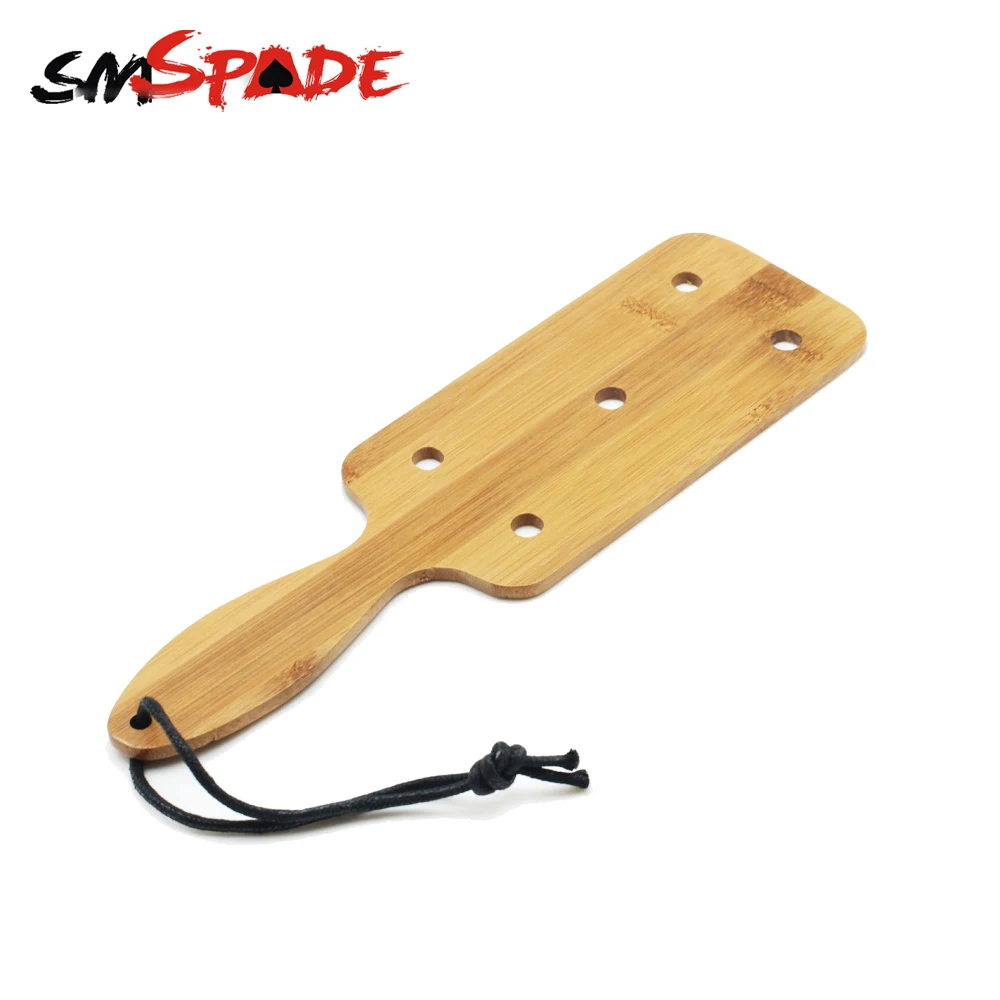 SMSPADE взрослых Секс-игрушки квадратный бамбуковое весло с отверстиями натурального бамбука порка Урожай БДСМ Для пары SM кабалы ограничители для сексуальных игр - изображение