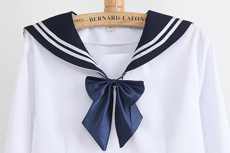White Cotton Uniform Full sleeve Shirts Sailor collar ribbon tie 