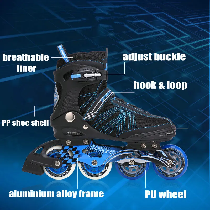 الكبار حذاء تزلج بعجلات ، PVC الفرامل للجنسين الأسطوانة Saktes ، عجلة من البوليوثيرين حذاء تزلج بعجلات من ABEC-7 المحور تحمل