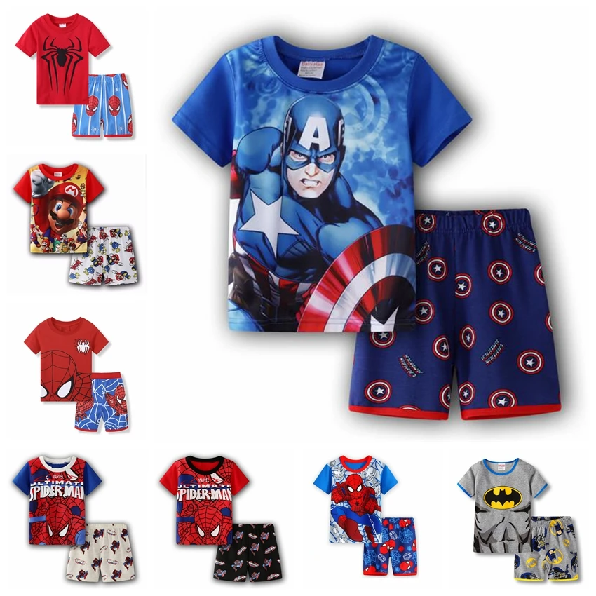 

Avengers Marvel Captain America Summer Short Sleeve Children Pyjamas Boys Sleepwear Pijama Infantil Kids Boy Pajamas 2-7T