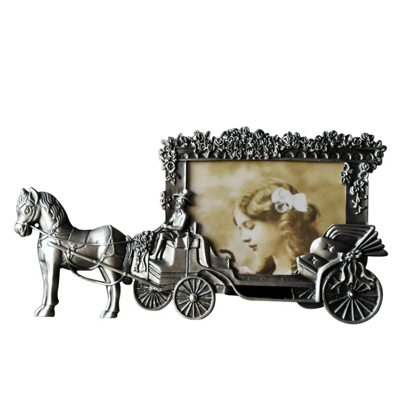 

ElimElim Mini Photo Frames Vintage Picture Frames White Horse Carriage Photoframe