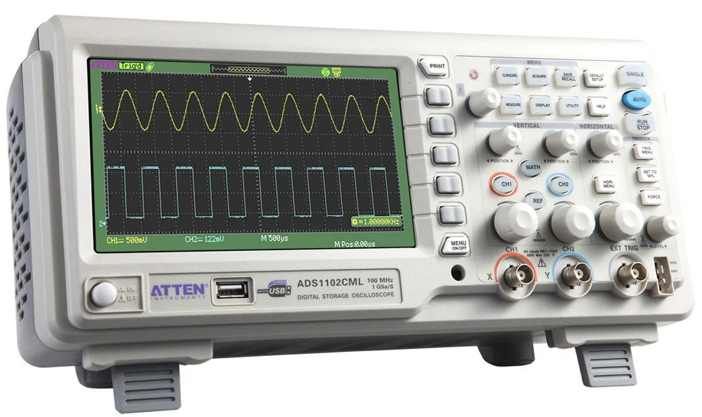 ATTEN ADS1102CML 100Mhz Digital Oscilloscope Scope 7" LCD DSO Memory