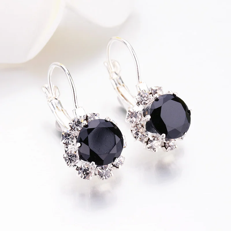 Gifts Earring 1Pair Zirconia Allergy Free Big Gem Stone Rhinestone Crystal New Arrival Wedding 6 Colors Exquesite Beautiful