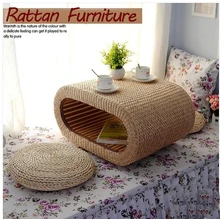 Japanese Small Tatami Tea Table Rattan Low Table