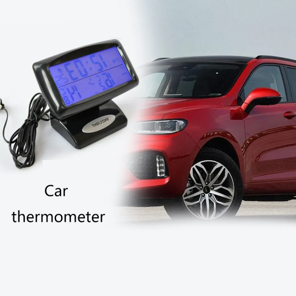 12 В/24 В цифровой автомобильный термометр+ Автомобильный вольтметр батареи тестер монитор+ электронные часы Лидер продаж