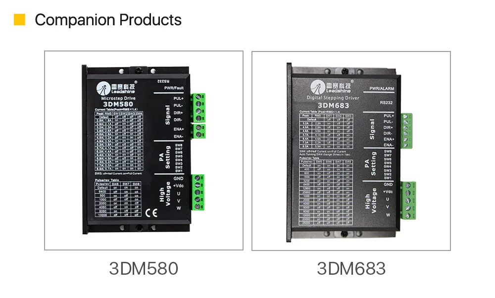 Cloudray Leadshine 3 фазы шагового двигателя 573S09-L-18 для NEMA23 3.5A Длина 50 мм вал 6,35 мм