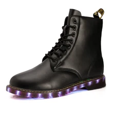 Men Shoes 7 Colors LED Luminous High top Cut casual shoes LED Shoes for Adults recharge Lights fashion boot solid neon basket