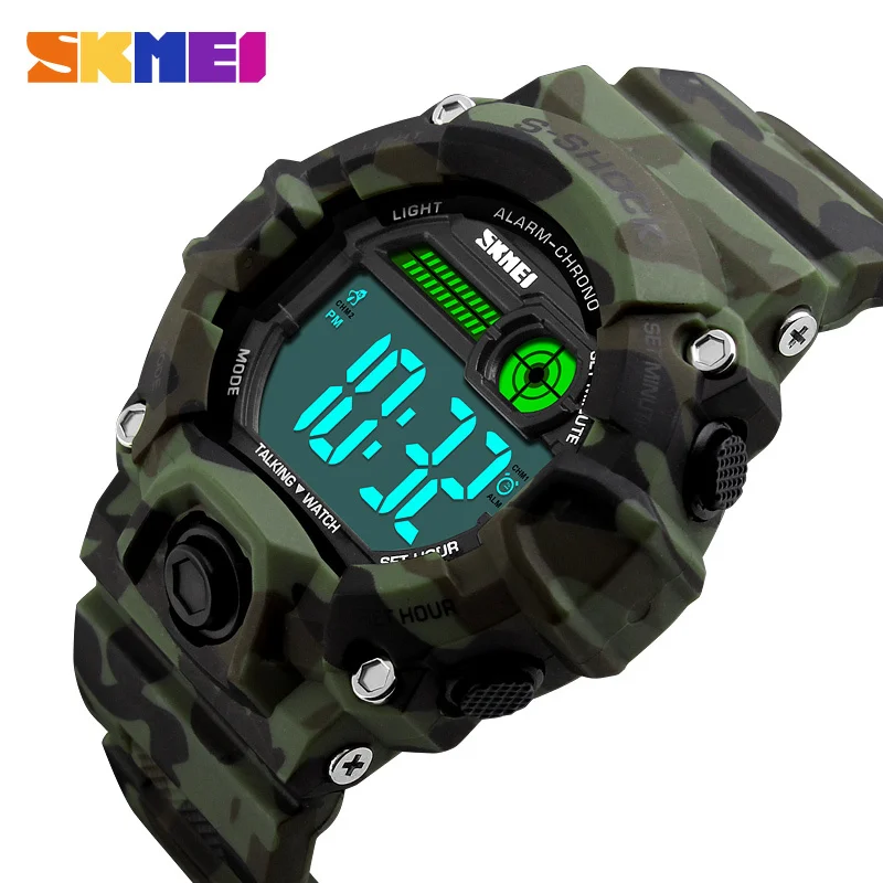 

SKMEI Men Women Russian Talking Clock Sport Watch Digital Clock Outdoor EL Light Sports Chronograph Wristwatches Alarm Relogio