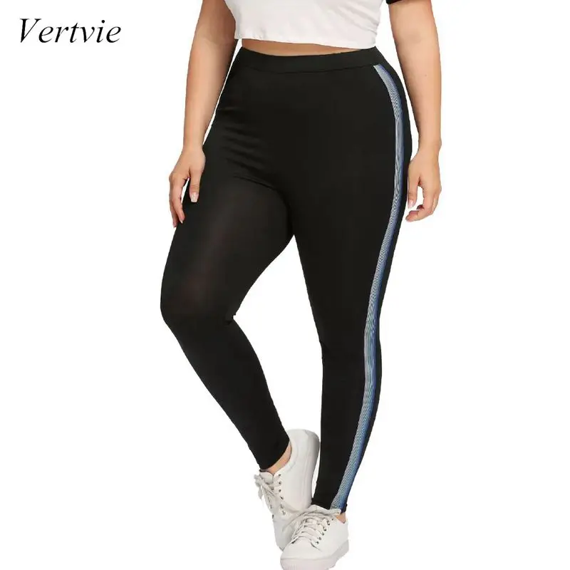 

Vertvie 2019 5XL For Women Hot Striped Print Yoga Pants Sport Leggings Push Up Fitness Gym Clothes Black Running Tights Trousers