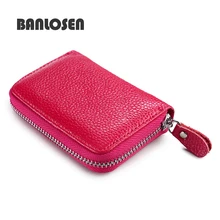 Для женщин на молнии держатель кредитной карты из натуральной кожи портмоне