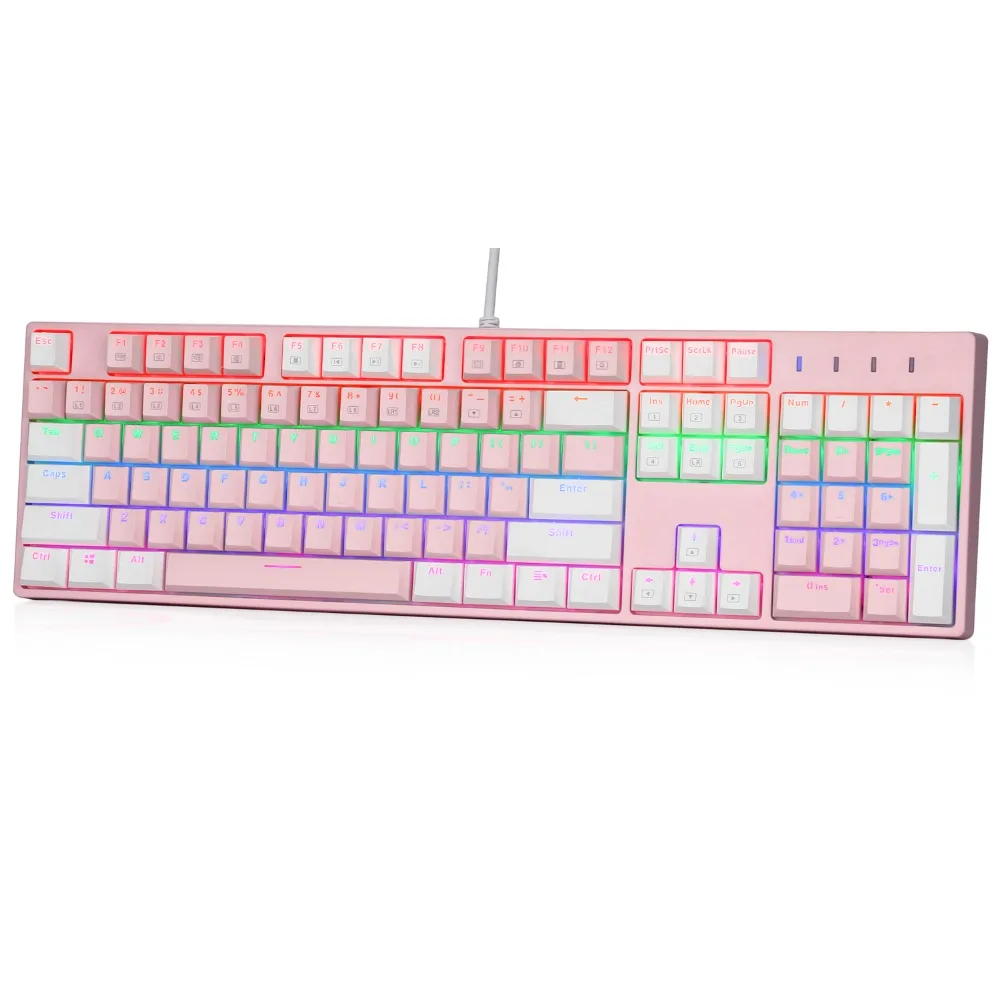 PBT Mechanical Gaming keyboard using cherry mx Pbt doubleshot keycaps 9 Colour LED Backlit 104 Keys Blue switch X8100