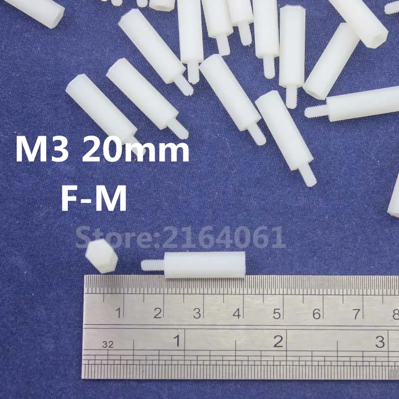 

100pcs M3 6x20mm Nylon White Hex M-F Standoff Support Pole Fasteners PCB Board Screw For DIY #M3