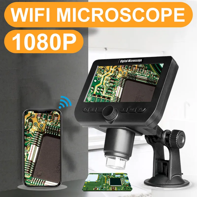 

1000X Electron Microscope Real-Time Video Waterproof Photos Computers 1080P Wifi Portable ABS 4.3 Inches Monitoring