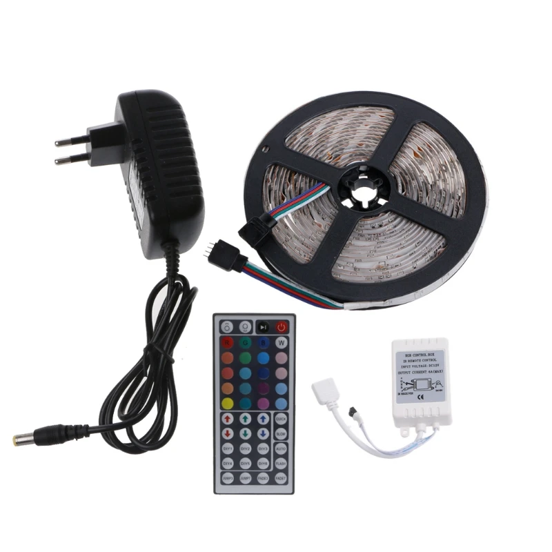#cheap YAM 1PC Multicolor Waterproof 5m 300 LED 3528 SMD RGB Strip Light 44 Key Remote DC 12V For Emergency and Security Lighting