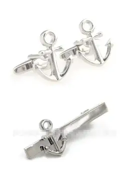

Classic Ship Anchor CuffLinks+Tie Clip Set Cuff Links&Tie Clip Set Tie Pin Bar Set Men Fashion Gift Jewelry Accessory 5sets/lot