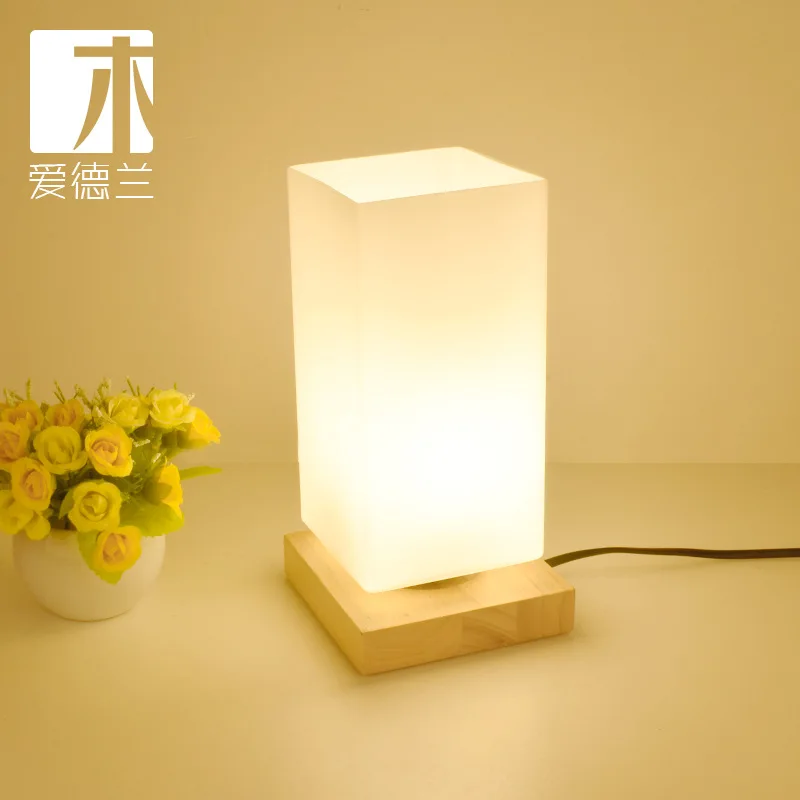 

Edward wood lamp] simple wooden art new bedroom bedside small table lamp study living room elegant decorative desk lamp
